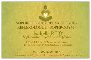 Isabelle Reby Le Villars, Sophrologie, Réflexologie, Yoga, Massage bien-être, Shiatsu, Hypnose, Fleurs de bach